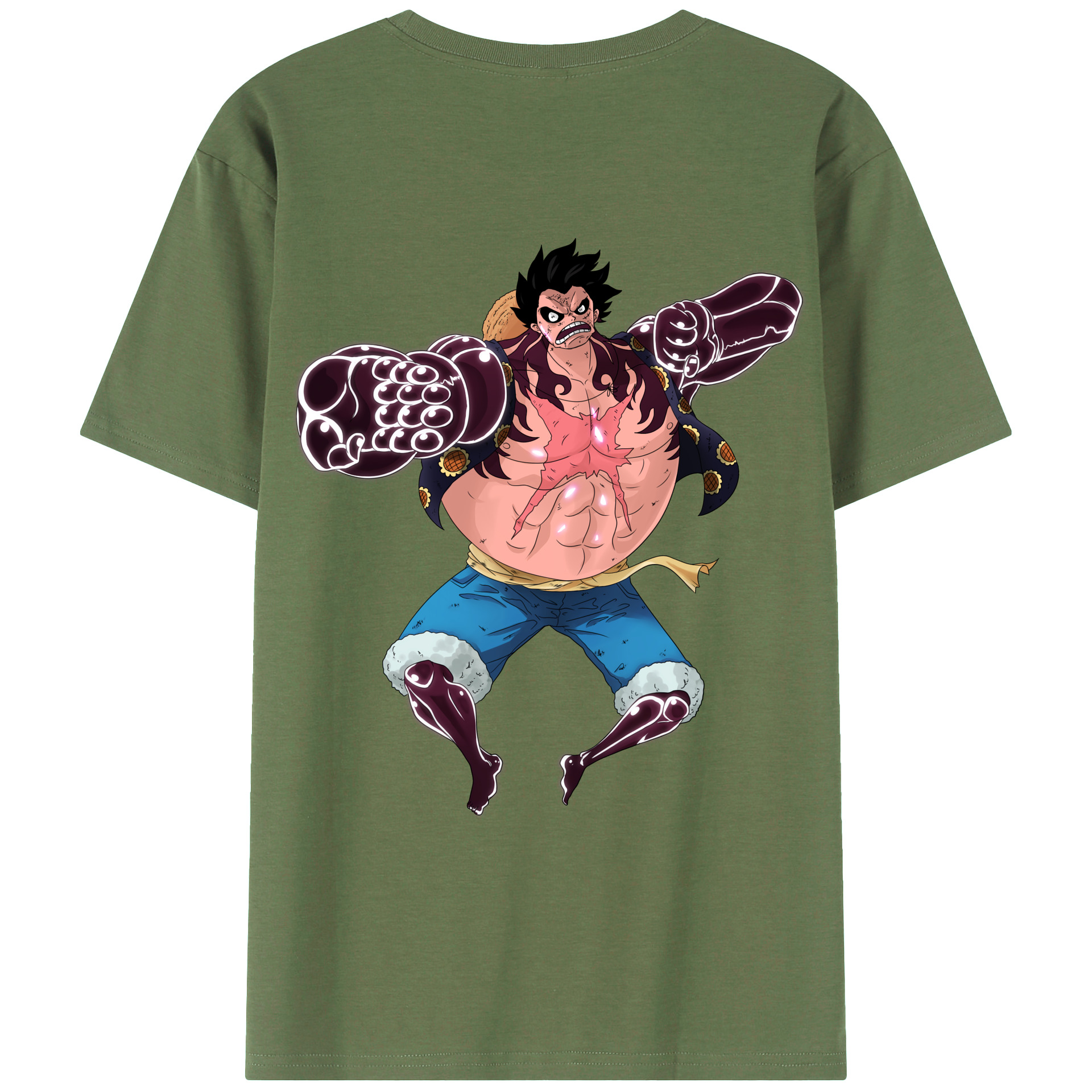 ワンピース モンキー・D・ルフィ ONE PIECE Monkey D. Luffy 綿100％ メンズ半袖Tシャツ（バックプリント） 通気性